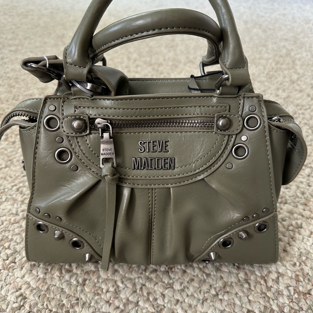 Steve Madden Khaki Studded Satchel